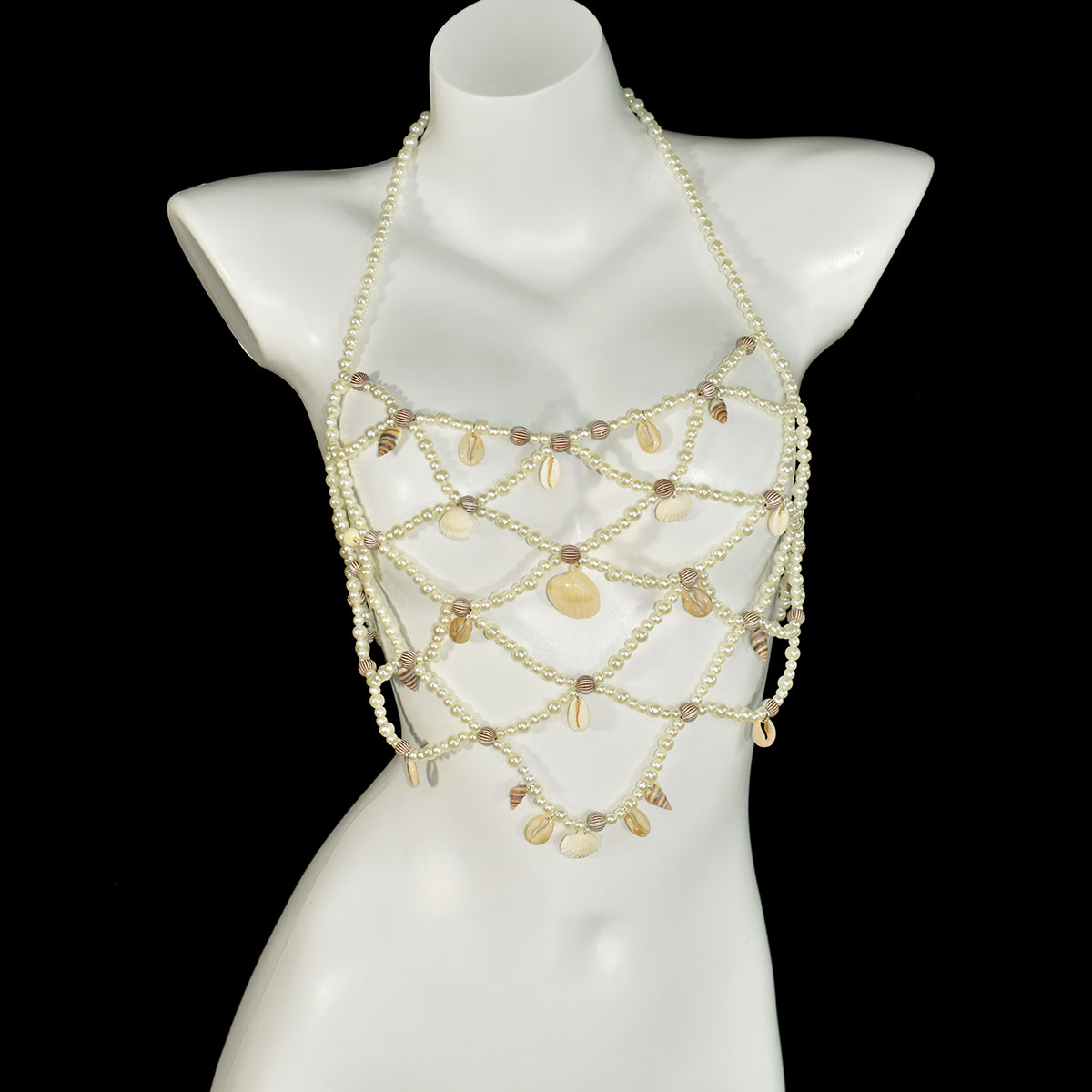 Body Jewelry Bra - Модный бюстгальтер с искусственным жемчугом, поясная