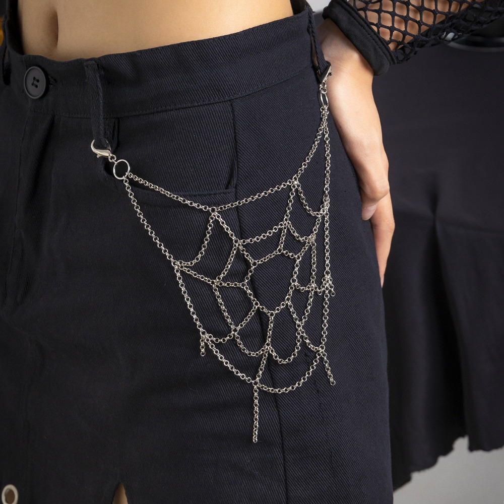 Body Jewelry Charms - Готический панк-серебристый цвет, паутина, цепочка для