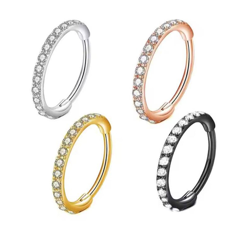 Body Jewelry Ear Piercing - Кольцо для носа 16G с прозрачными