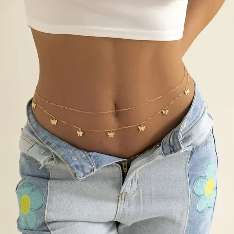Body Jewelry Types - Новый очаровательный сексуальный двухслойный цепочка-бабочка для