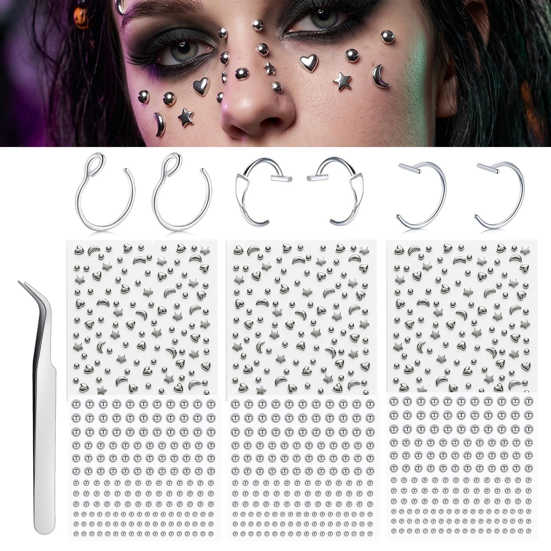 Body Jewelry Eyebrow - Накладные украшения для лица: шарики-имитации пирсинга,