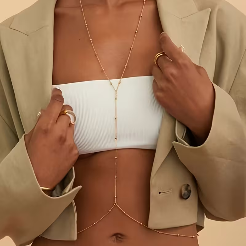 Body Jewelry Bra - Модная простая цепочка с бусинами в