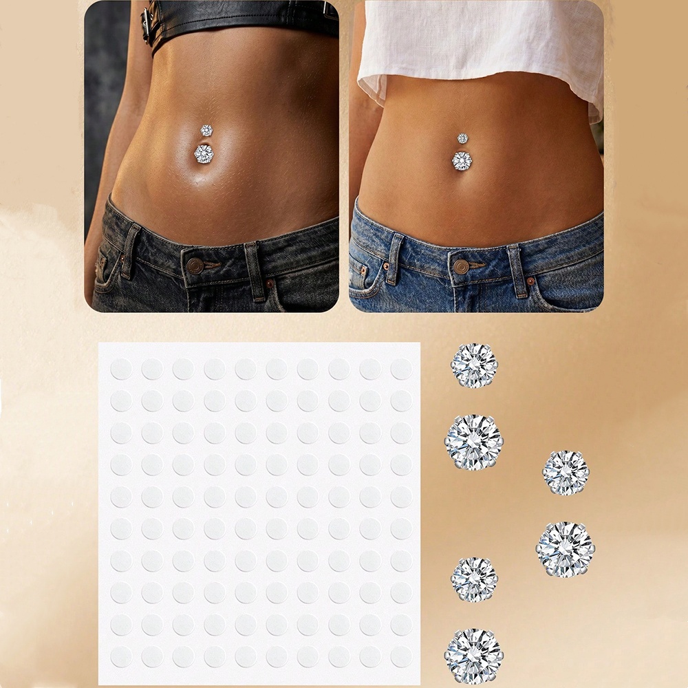 Body Jewelry Hoops - Фальшивые пирсинги для пупка с кубическим