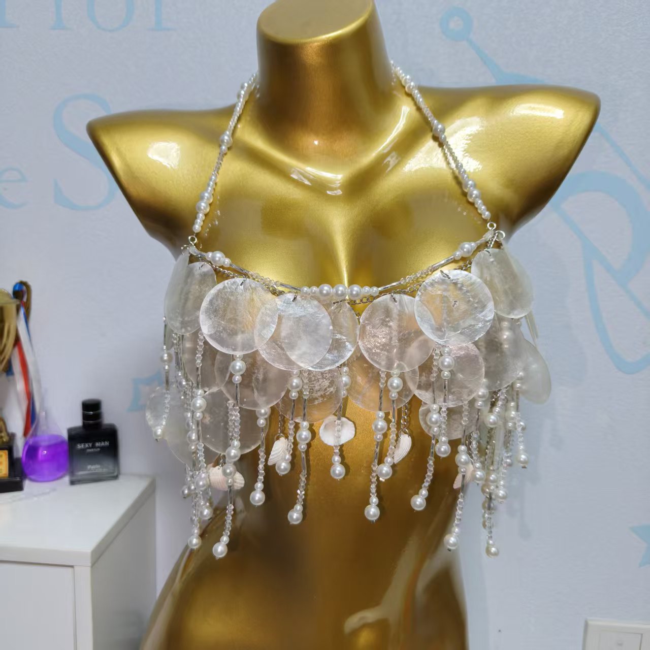 Body Jewelry Bra - Блестящий топ русалки ручной работы, женский