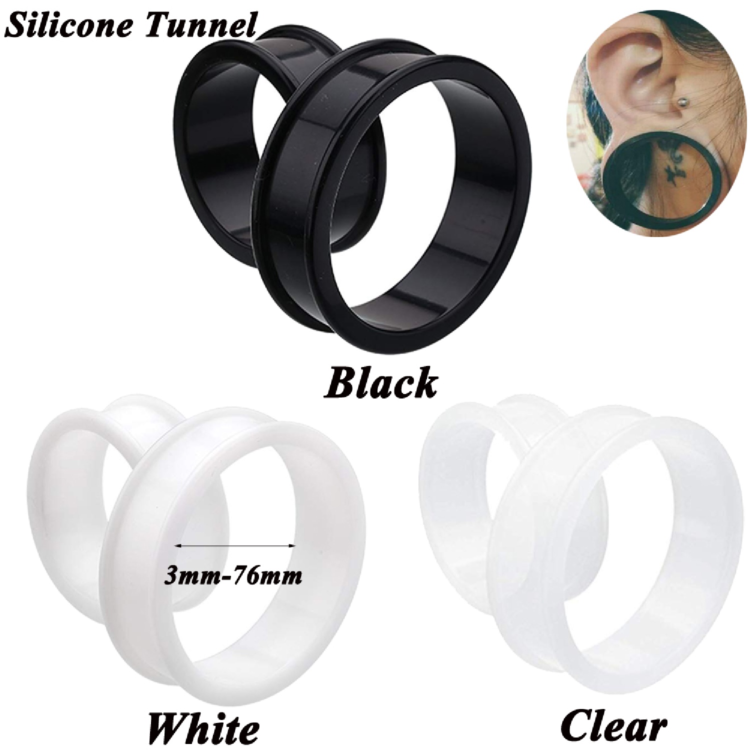 Body Jewelry Gauges - 2pcs суперразмер гибкий силиконовый двойный разжигаемый